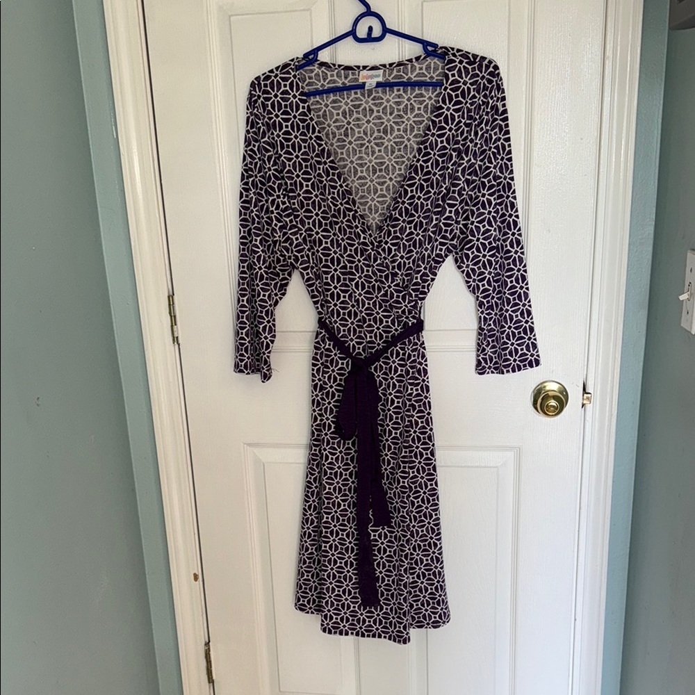 Purple and white Wrap Dress